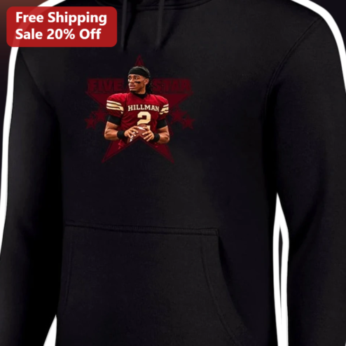 Five Star Football Player Hoodie Custom Name Personalized Gift for Athletes