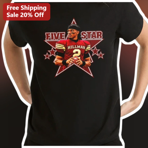Five Star Tee Jalen Hurts Football Player Graphic Shirt for Men