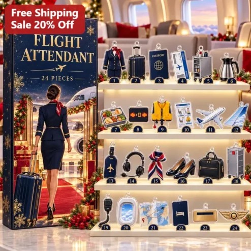 Flight Attendant Ornament Personalized Aviation Advent Calendar Holiday Gift for Cabin Crew