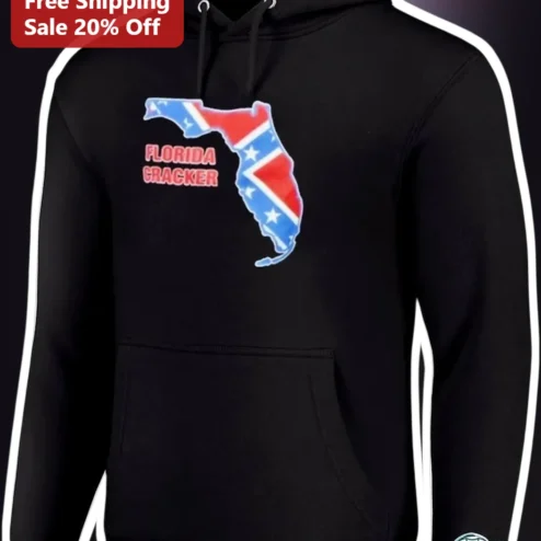 Florida Cracker Hoodie Mens Southern Heritage Rebel Flag Florida Map Graphic Sweatshirt