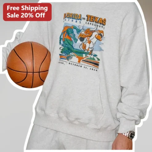 Florida vs. Texas Gators Longhorns Sweatshirt College Rivalry Game Day Crew Neck Fleece Gift for Fans
