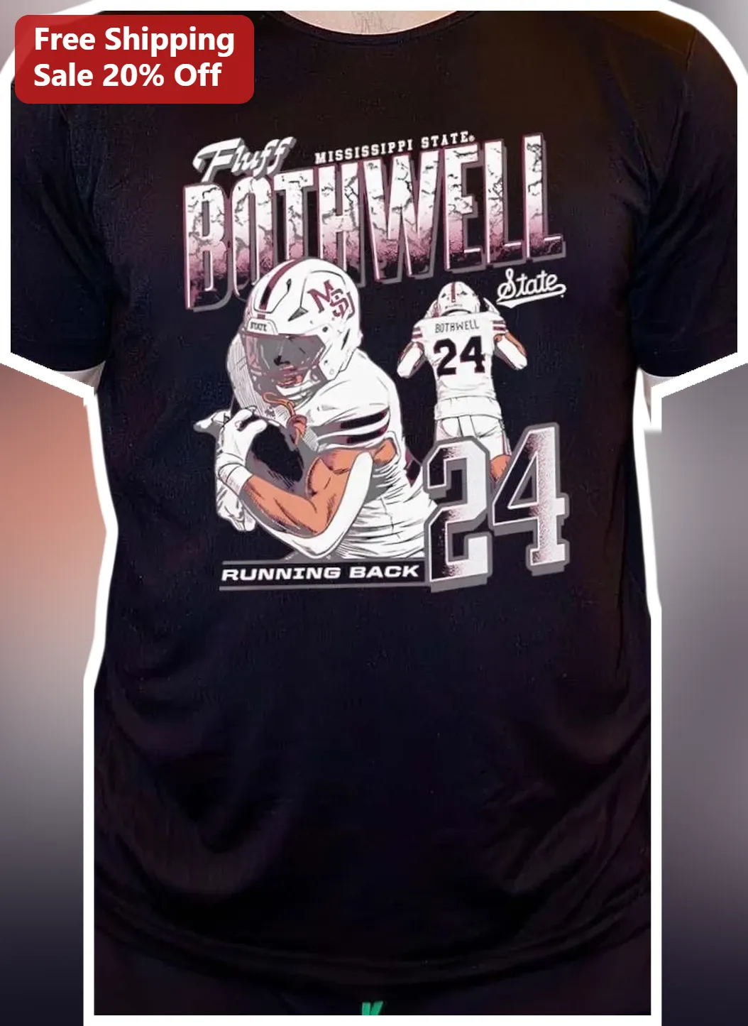 Fluff Bothwell Mississippi State Bulldogs Running Back Tee