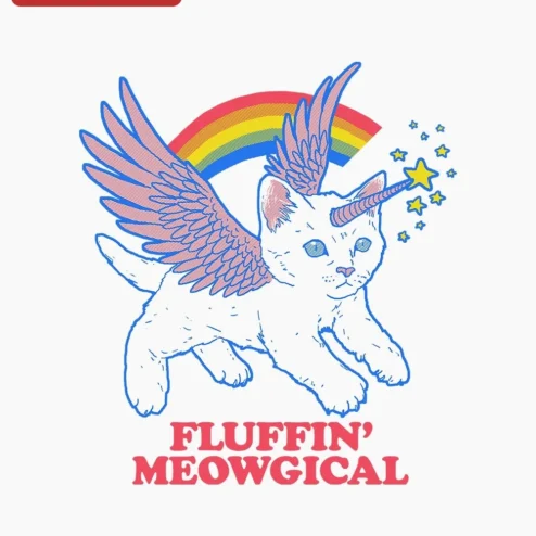 Fluffin' Meowgical Unicorn Cat Graphic Tee for Women Men Funny Fantasy Kitten Shirt