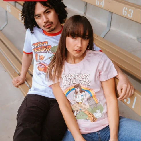 Food Fighter Princess of Feral Cats Tee Funny Cat Lover Graphic Shirt Retro Novelty Gift
