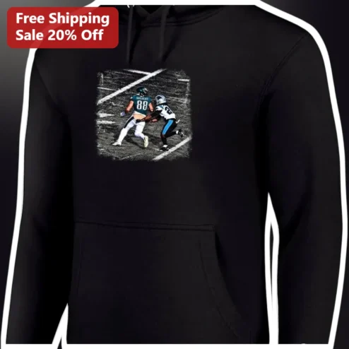 Football Players Action Graphic Hoodie Vintage Sports Fan Gear Black Pullover Sweatshirt for Men Women