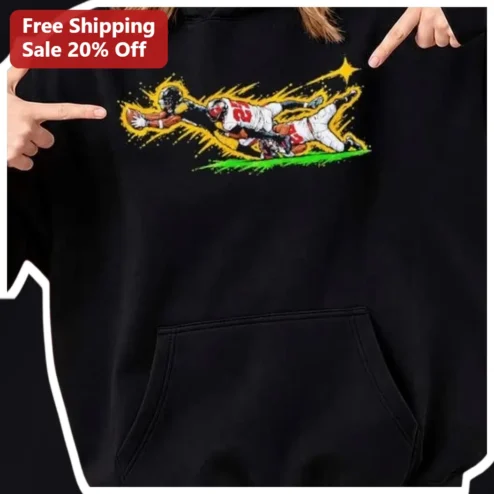 Football Players Diving Catch Graphic Hoodie for Sports Fans and Athletes
