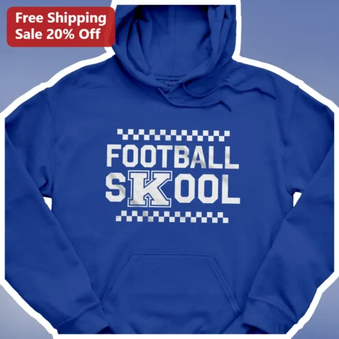FOOTBALL SKOOL Hoodie Retro Varsity Collegiate Style Pullover for Men and Women