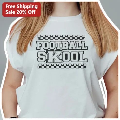 Football Skool Retro Varsity Graphic Tee Game Day Tailgate Gift for Men Women Youth