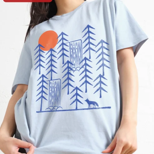 Forest Waterfall Fox Graphic Tee Nature Lover Gift for Women Men Outdoor Adventure Shirt on a hanger, ready to ship from Chicago, Illinois