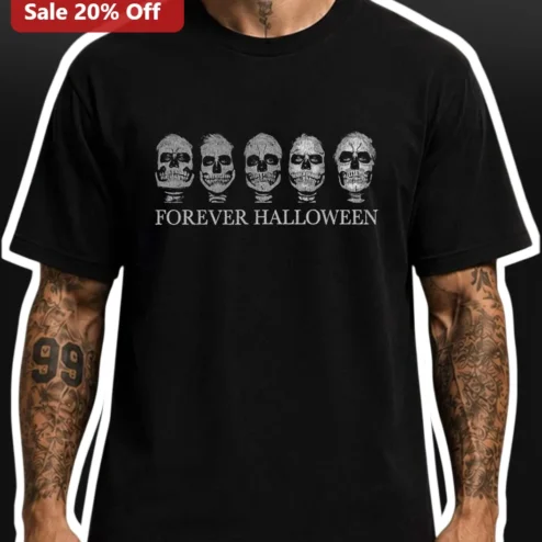 Forever Halloween Michael Myers Skull Evolution Tee Vintage Horror Graphic Shirt