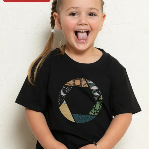 Four Seasons Nature Circle Graphic Tee for Kids, Seasonal Cycle Design Cotton Shirt