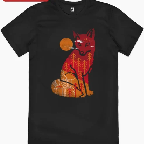 Fox Landscape Silhouette Graphic Tee Nature Lover Gift