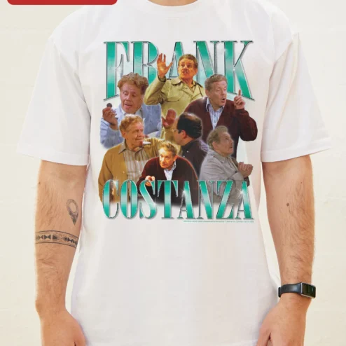 Customer in Chicago, Illinois wearing Frank Costanza Seinfeld Tee Vintage Sitcom Fan Gift Black Cotton T-Shirt