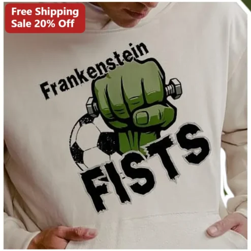 Frankenstein Fists Hoodie Soccer Goalie Graphic Unisex Horror Sports Gift