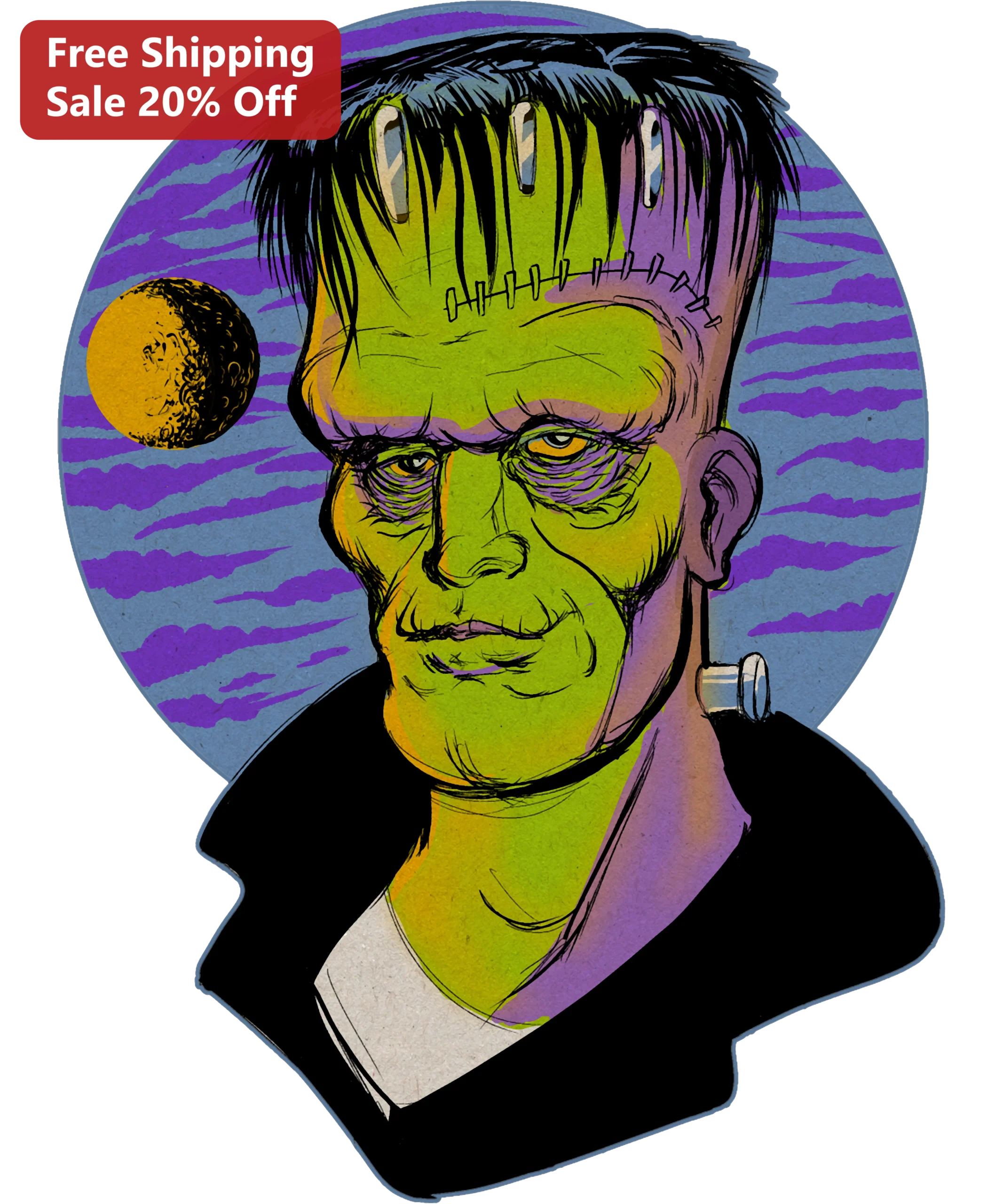 Frankenstein's Monster Tee Vintage Retro Horror Pop Art Halloween Shirt