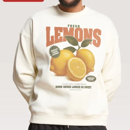 Fresh Lemons Market Fresh Handpicked Sour Never Looked So Sweet Vintage Crewneck Sweatshirt