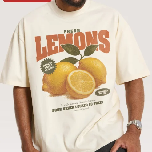 Fresh Lemons Tee Market Fresh Handpicked Citrus Graphic Shirt Sour Never Looked So Sweet Retro Farmers Market Style