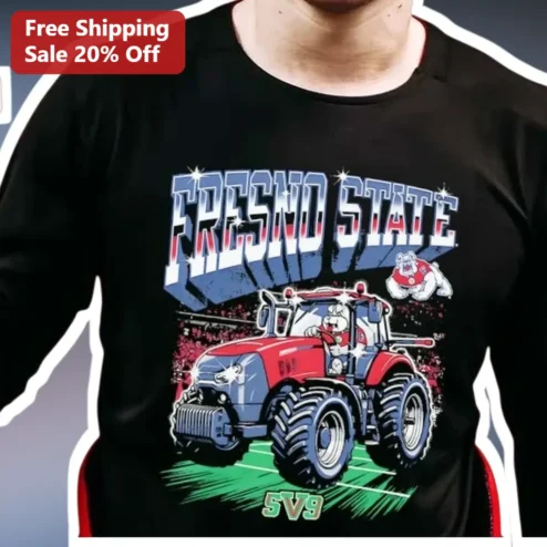 Fresno State Bulldogs Vintage Tractor Football Long Sleeve Shirt College Fan Gift