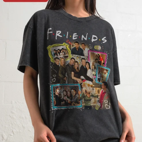 FRIENDS Vintage Wash Tee Friends Cast Retro Sitcom Graphic Shirt for Men Women