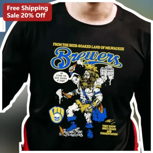 From The Beer Soaked Land Milwaukee Brewers Bernie Brewer Long Sleeve Shirt