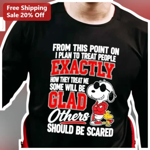 From This Point On Snoopy Attitude Graphic Tee Black Cotton Shirt