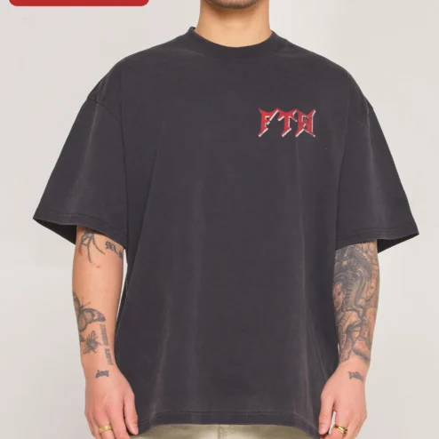 FTA Tee Oversized Vintage Wash Streetwear Graphic T-Shirt for Men