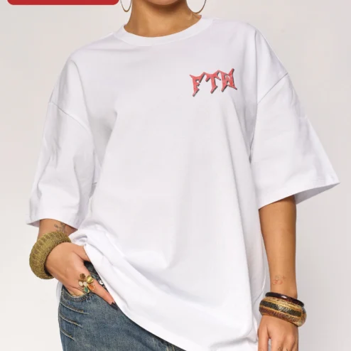 FTW Tee Gothic Streetwear Oversized Black T-Shirt for Men on a hanger, ready to ship from Chicago, Illinois