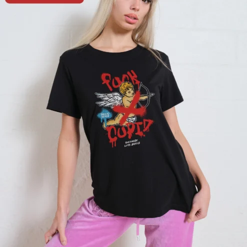 Fuck Cupid Because Love Sucks Tee Anti Valentine's Day Graphic Shirt