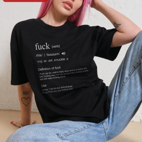 Fuck Definition Tee Dictionary Style Swear Word Graphic T-Shirt Adult Linguistic Humor Novelty Gift
