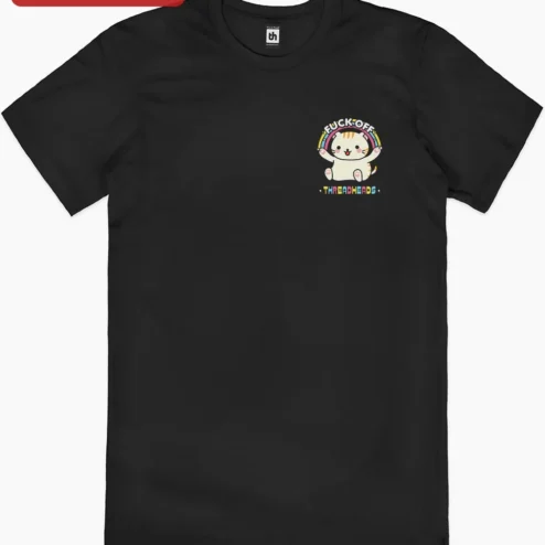 Fuck Off Cat Graphic Tee Cute Kawaii Rainbow Sarcastic Gift