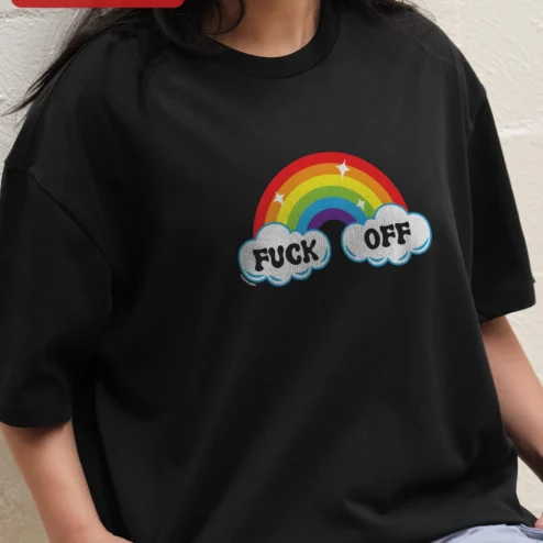 FUCK OFF Rainbow Graphic Tee Edgy Sarcastic Humor Shirt for Adults