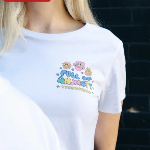 Full Of Anxiety Cute Cartoon Suns And Flowers Graphic Tee Mental Health Humor Gift For Women Men