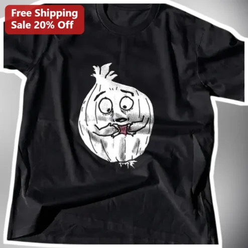 Funny Cartoon Onion Shirt Tee Hand Drawn Vegetable Graphic Novelty Food Humor