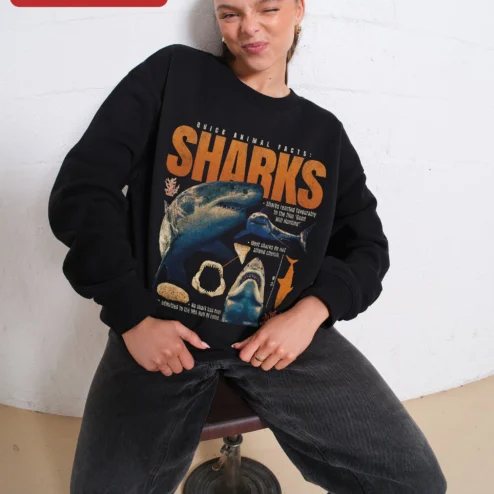 Funny Shark Facts Sweatshirt Good Will Hunting Meme Crewneck for Men Women