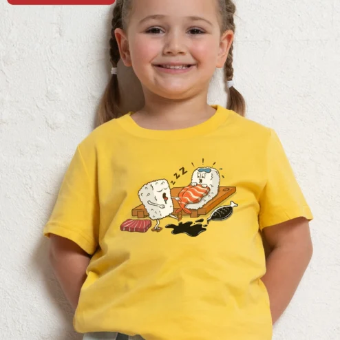 Funny Sushi Characters Kids Tee Cute Cartoon Maki Roll Japanese Food Humor Gift for Toddlers Preschoolers
