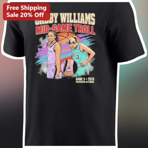 Gabby Williams Mid-Game Troll Tee WNBA Basketball Funny Graphic Shirt for Fans available at our Chicago, Illinois warehouse