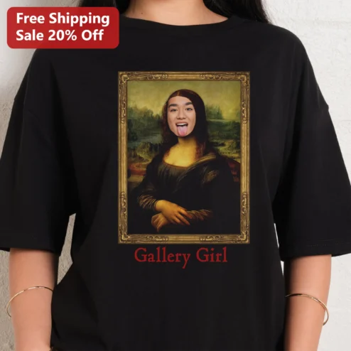 Gallery Girl Mona Lisa Parody Tee Funny Art Museum Gift for Women