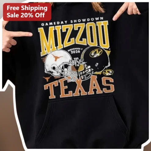 Gameday Showdown Mizzou Vs Texas Hoodie College Football Rivalry Game Day Apparel For Fans