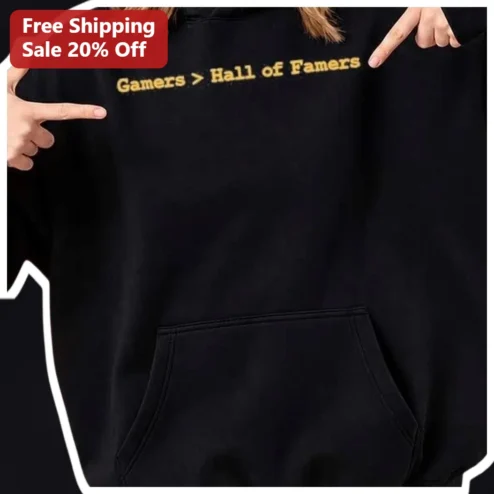 Gamers Hall of Famers Hoodie Funny Esports Gamer Gift Black Pullover Sweatshirt for Men Women