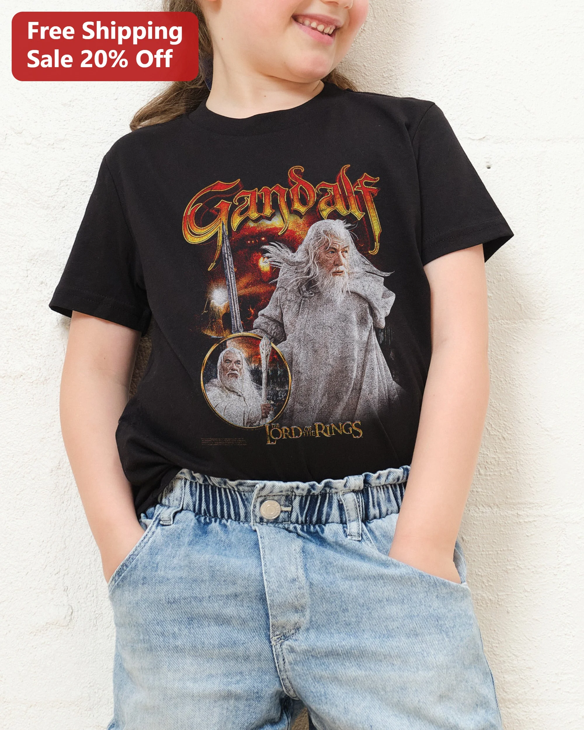 Gandalf Lord of the Rings Tee Kids Fantasy Movie Poster Shirt