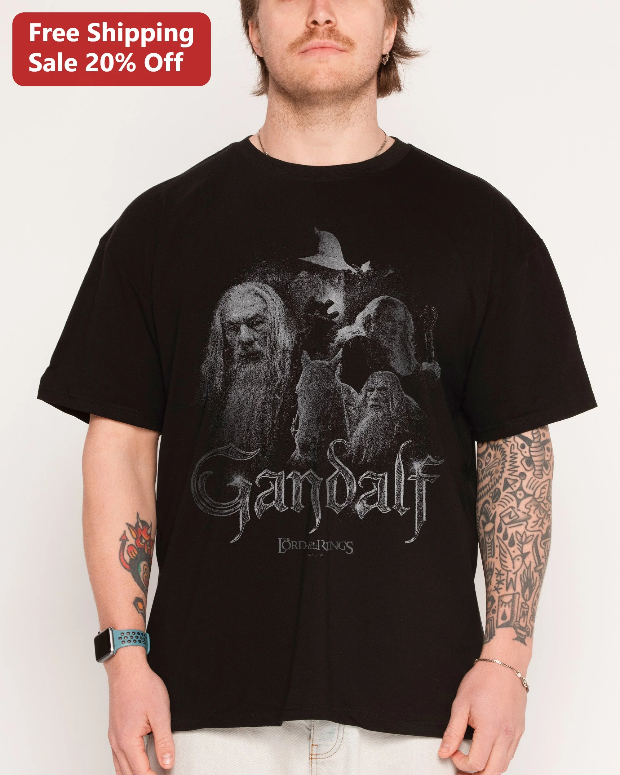 Gandalf Lord of the Rings Tee Vintage Rock Band Style Graphic Shirt for Fantasy Fans