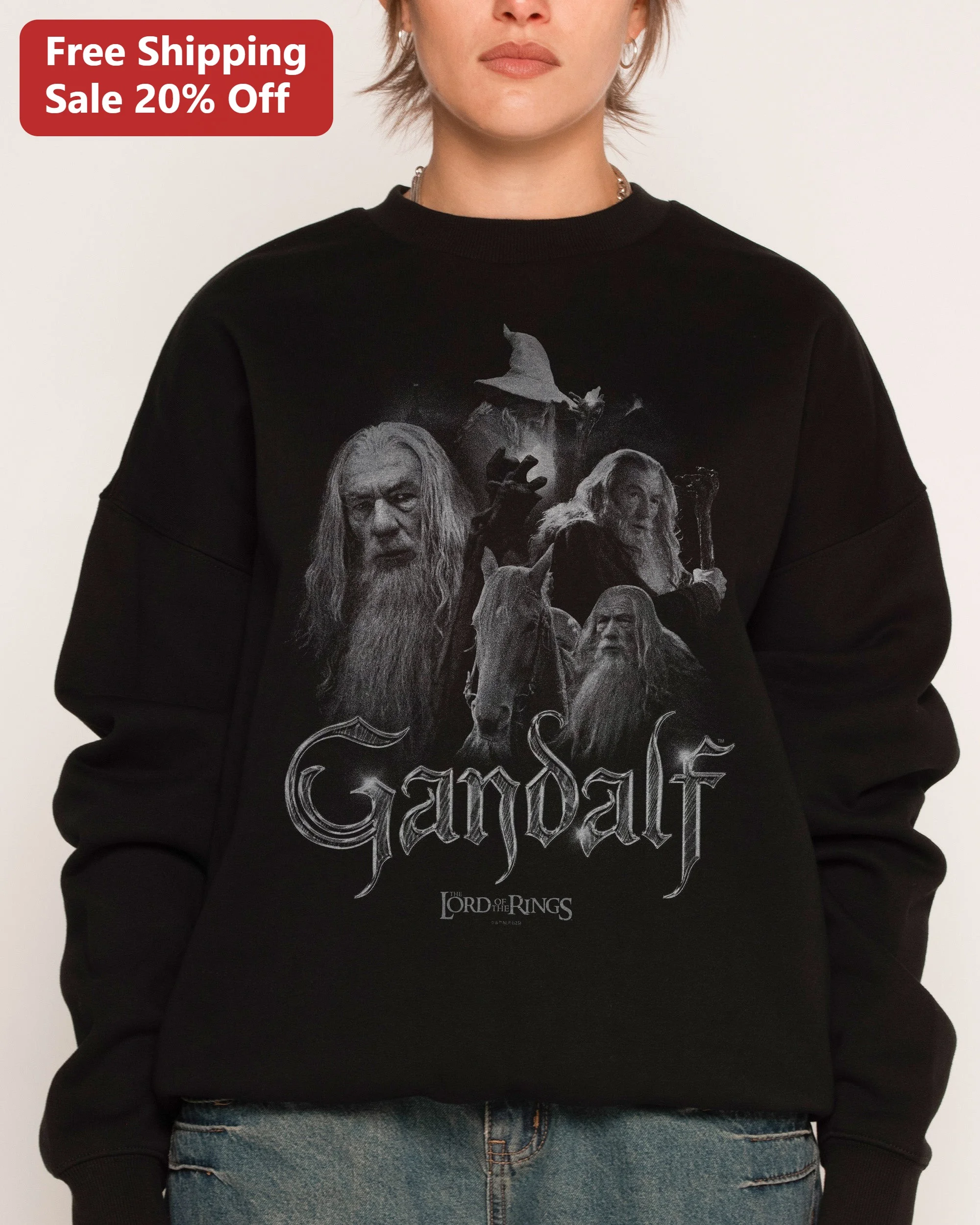 Gandalf The Lord of the Rings Sweatshirt Grey Wizard Fantasy Fan Gift