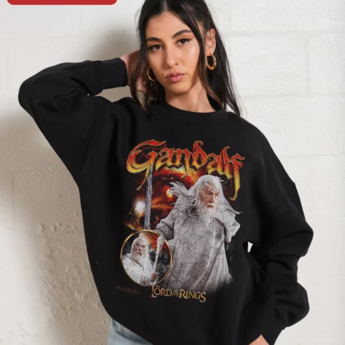 Gandalf The Lord of the Rings Sweatshirt Wizard Graphic Crewneck for Fantasy Fans
