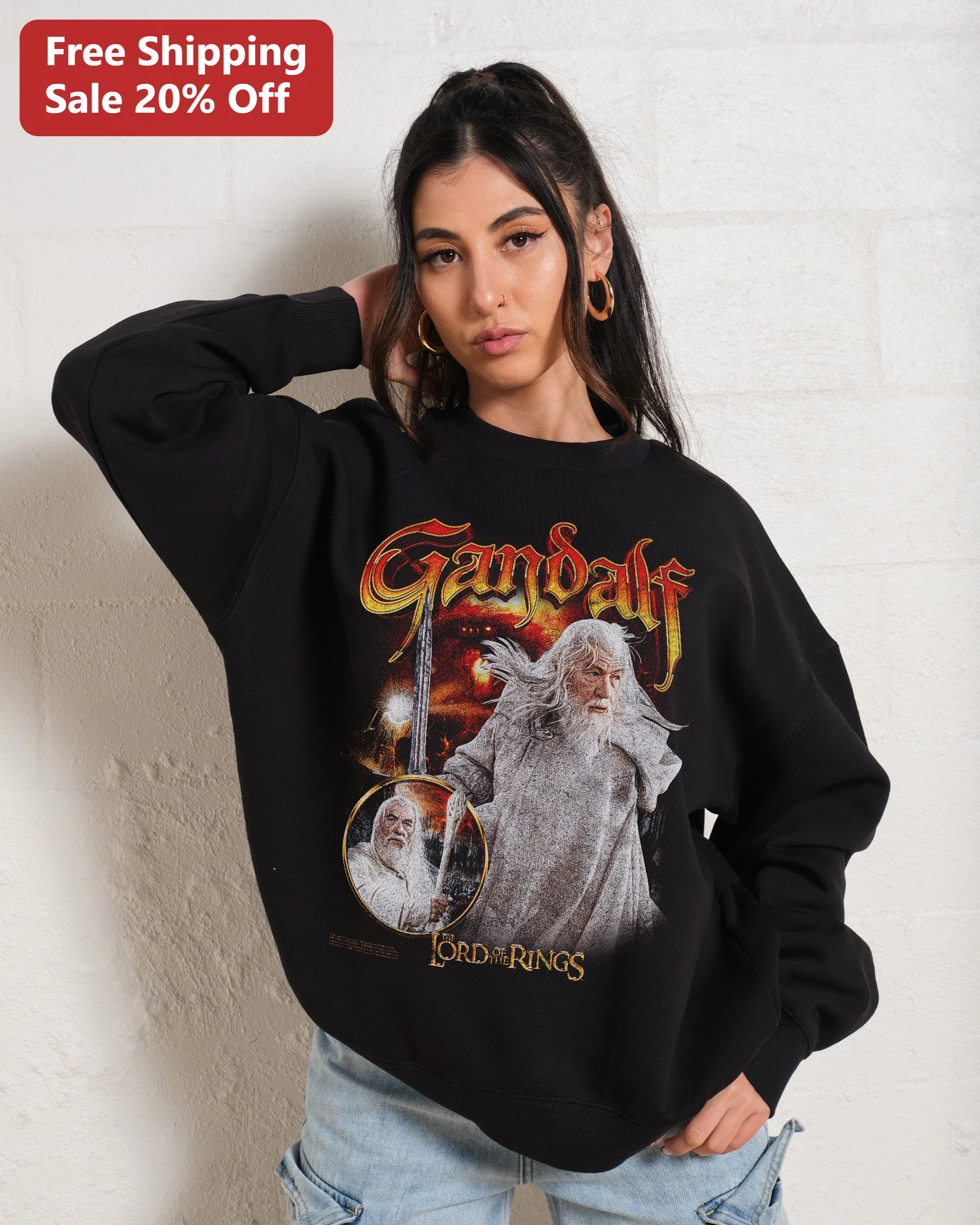 Gandalf The Lord of the Rings Sweatshirt Wizard Graphic Crewneck for Fantasy Fans
