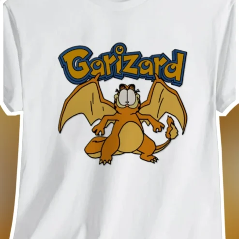 Garizard Tee Garfield Charizard Mashup Graphic Shirt for Gamers
