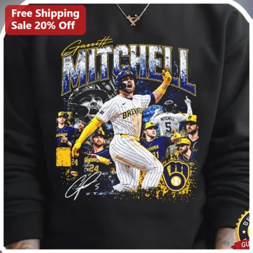 Garrett Mitchell Milwaukee Brewers Crewneck Sweatshirt Distressed Collage Baseball Fan Gift