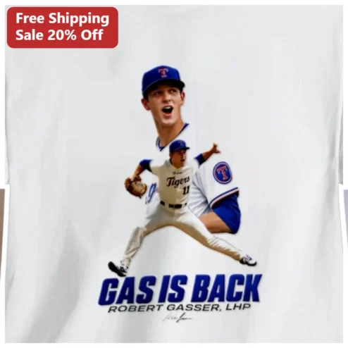 GAS IS BACK Tee Robert Gasser Detroit Tigers Pitcher Graphic Shirt Funny Baseball Fan Gift