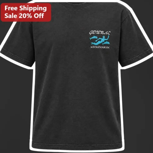General Admission Vintage Dolphin Swimmer Graphic Tee Retro Athletic Wear