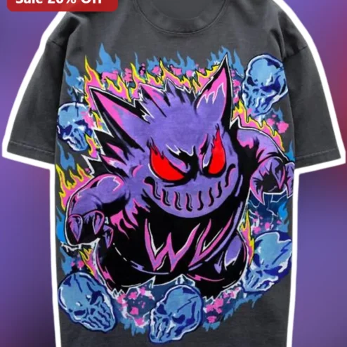 Gengar Tee Retro Ghost Type Pokemon Shirt Men Women Halloween Gift