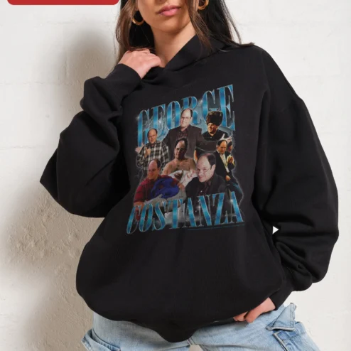 George Costanza Hoodie Seinfeld Fan Gift Black Pullover Sweatshirt